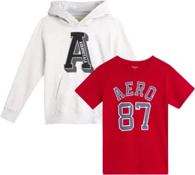 AEROPOSTALE Hoodie and T-Shirt Set - 2 Piece Pullover Hoodie Sweatshirt and Active Graphic Tee - Boys Activewear Tops (8-16)