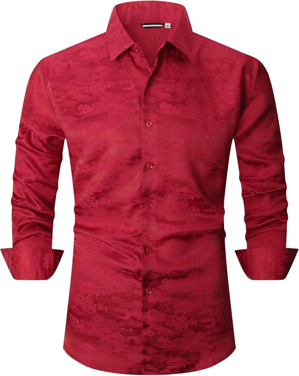 Alex Vando Mens Luxury Satin Dress Shirt Long Sleeve Silk Shiny Sateen Party Shirt