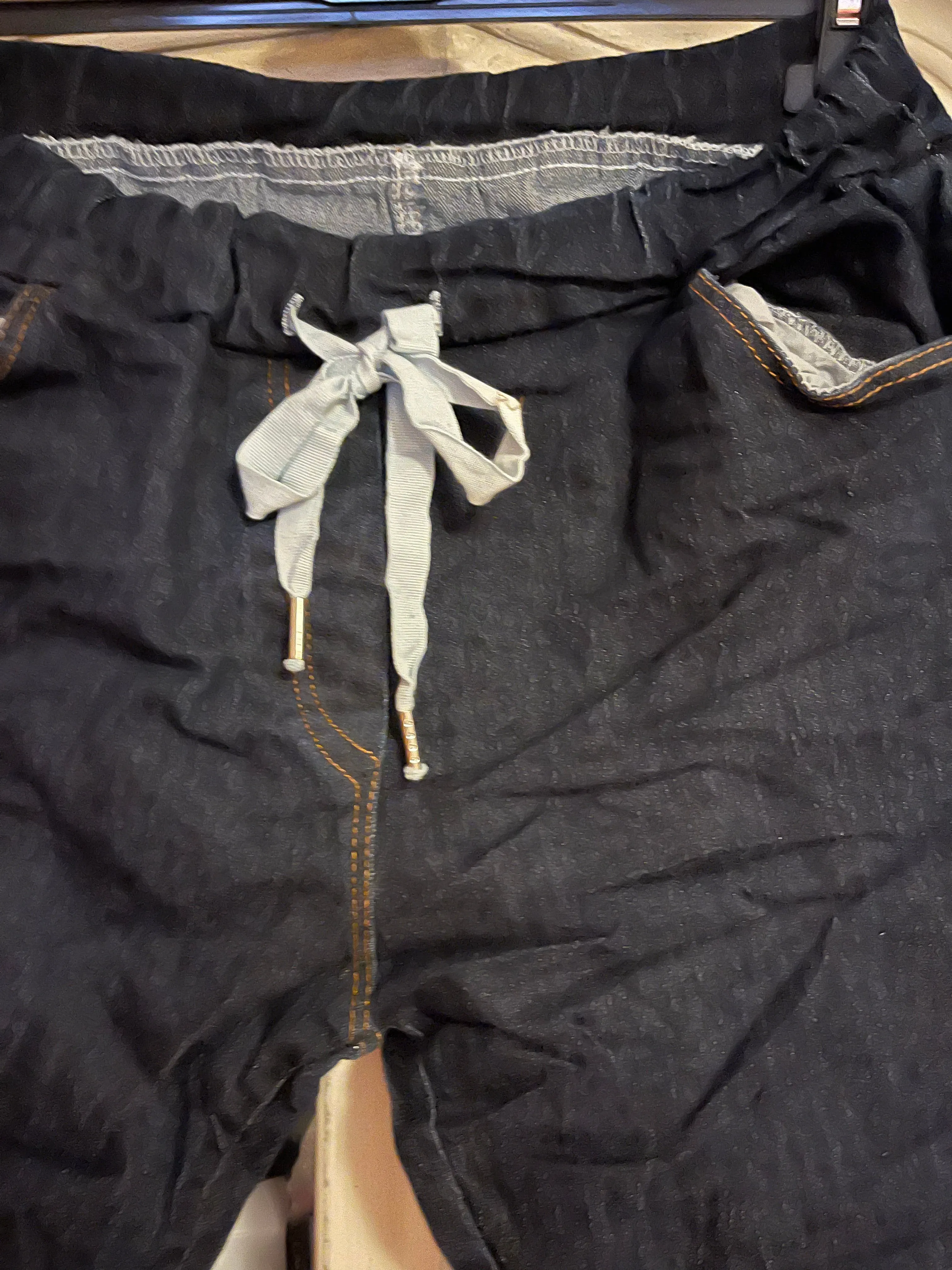 Amazing Woman Crinkle Jeans in Denim with Draw String Waist