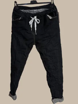 Amazing Woman Crinkle Jeans in Denim with Draw String Waist