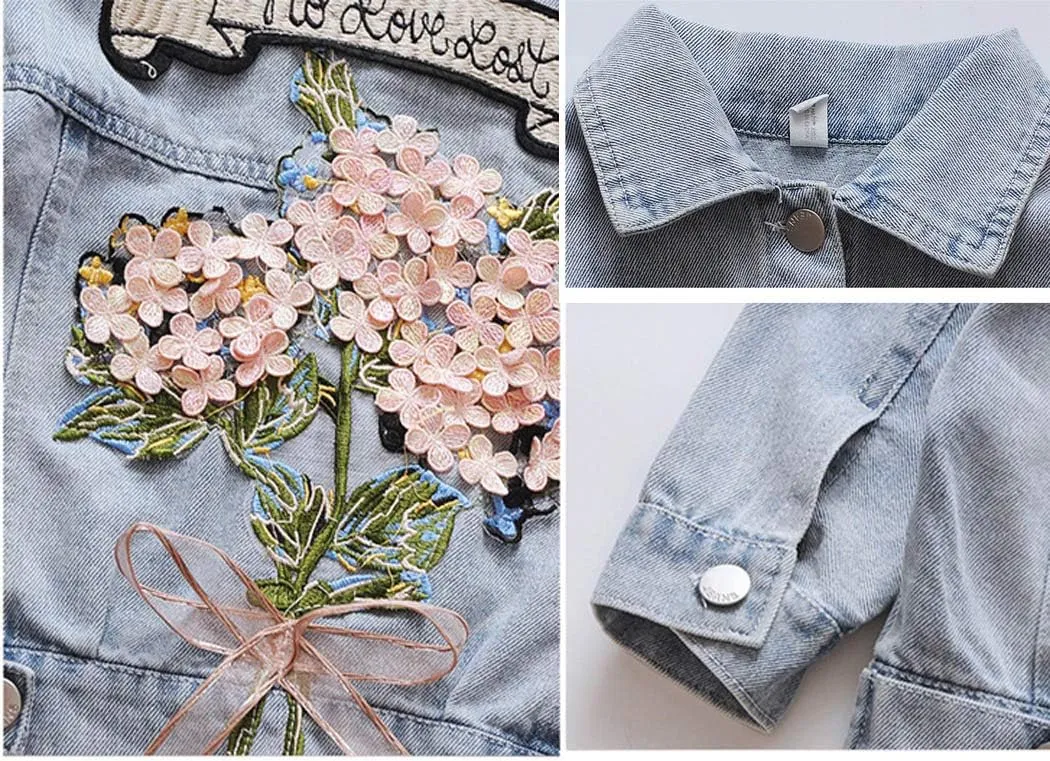 ASHER FASHION Little Girls Denim Jacket Long Sleeve Jean Coat Button Down Basic Cotton Outfit