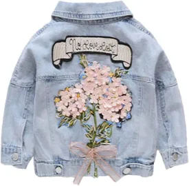 ASHER FASHION Little Girls Denim Jacket Long Sleeve Jean Coat Button Down Basic Cotton Outfit