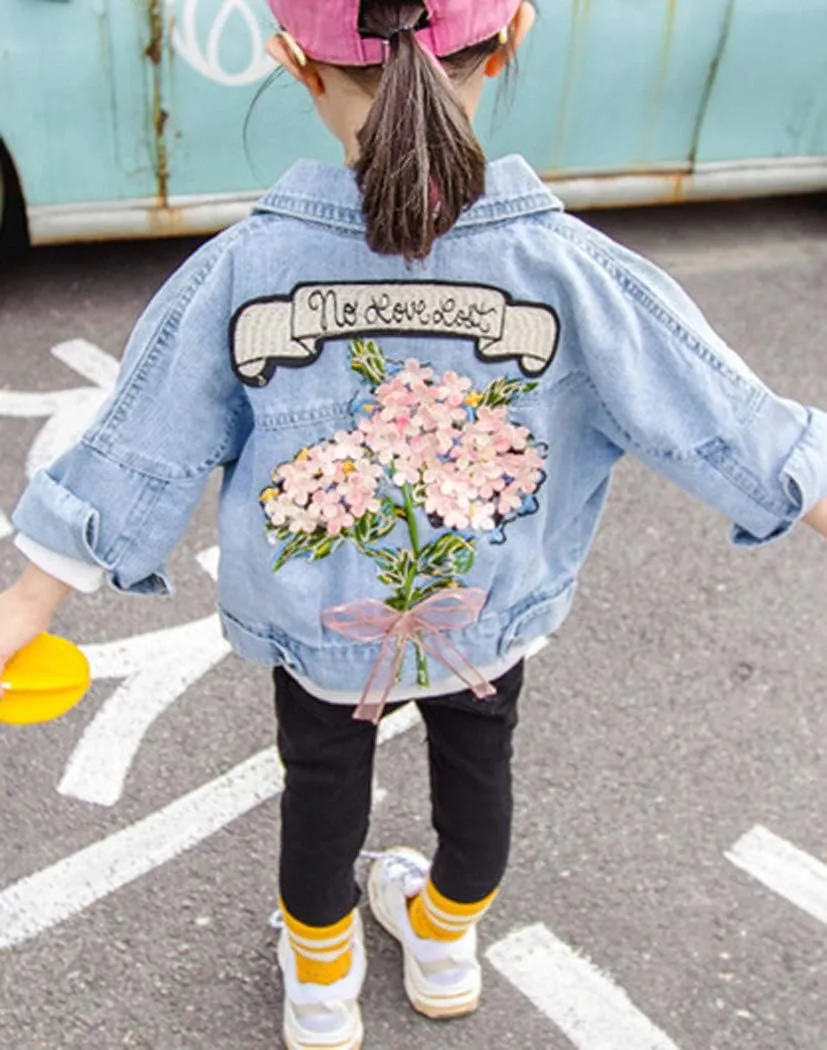 ASHER FASHION Little Girls Denim Jacket Long Sleeve Jean Coat Button Down Basic Cotton Outfit