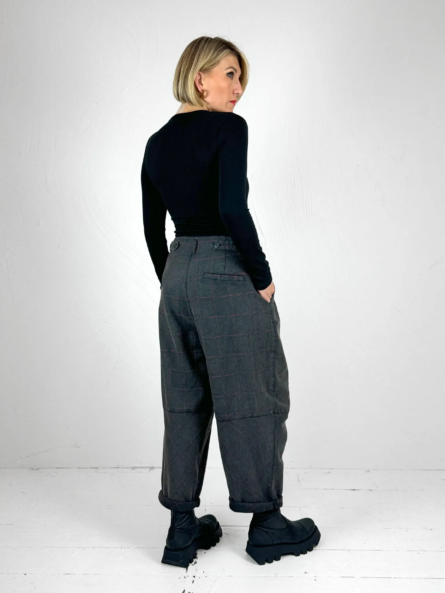 Baci High Waisted Cropped Plaid Trousers