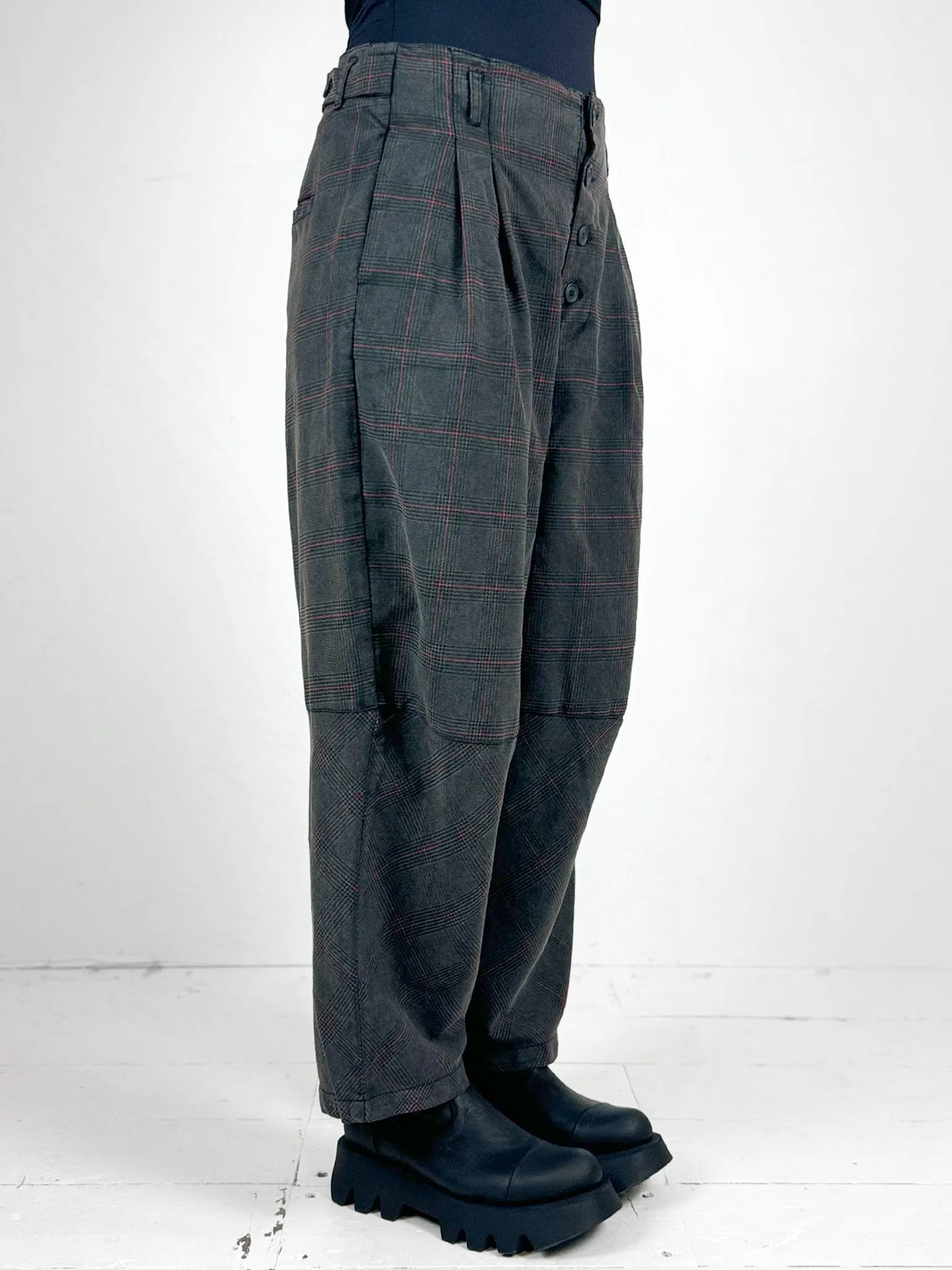 Baci High Waisted Cropped Plaid Trousers