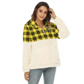 Barclay Dress Modern Tartan Women's Borg Fleece Hoodie With Half Zip with Family Crest