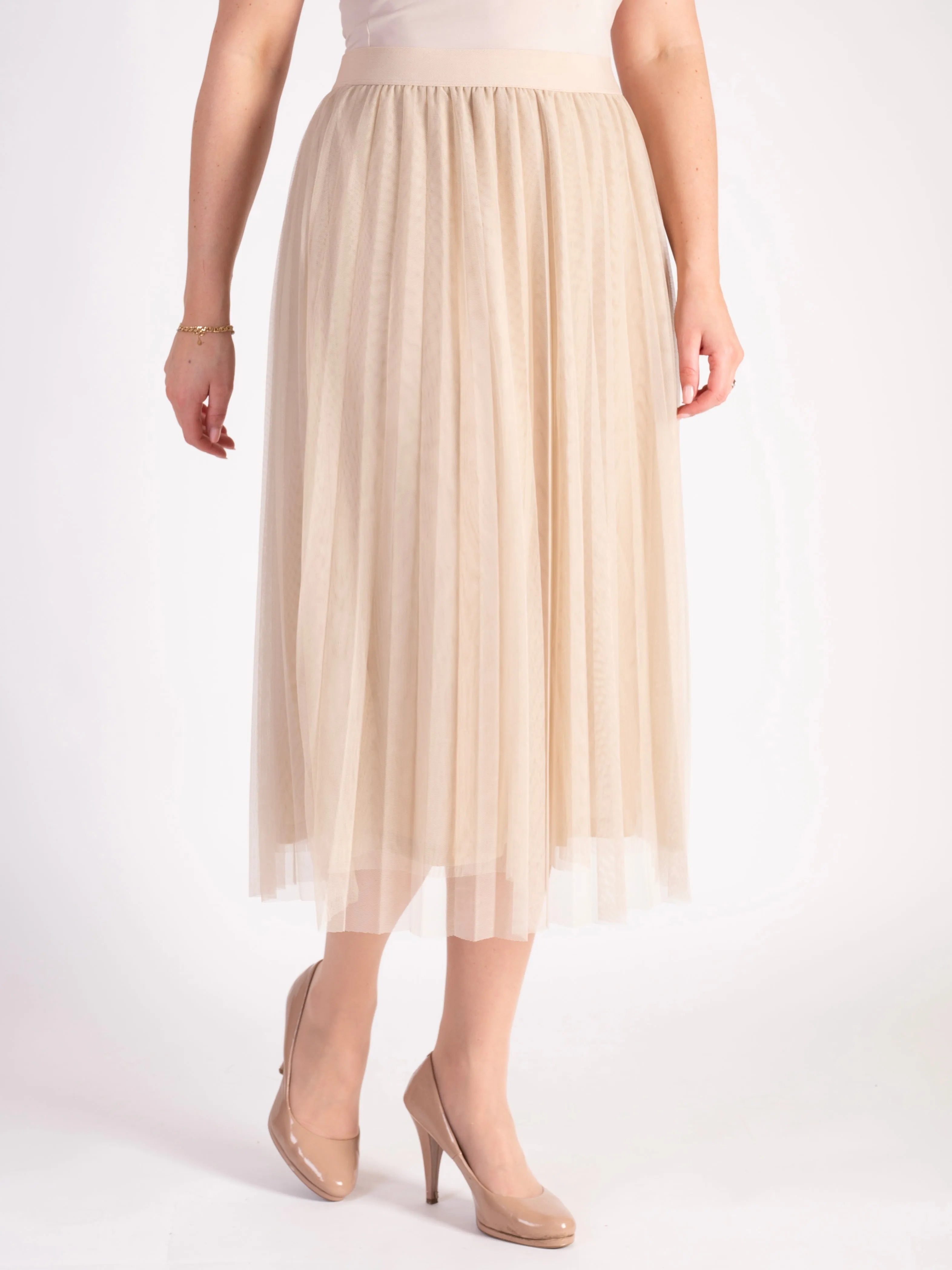 Beige Mesh Skirt