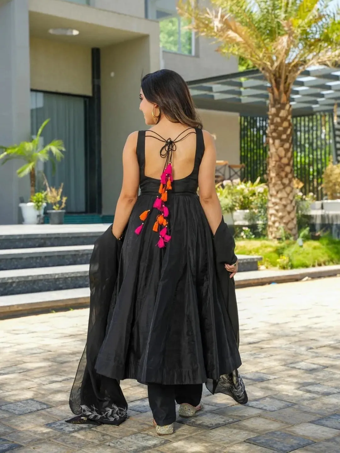 Black Designer Readymade Heavy Anarkali Suit With Embroidery Work
