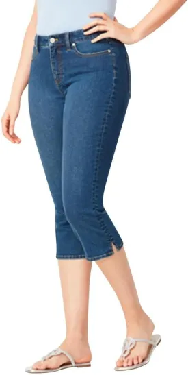 Capri Jeans for Women Trendy High Waisted Slim Split Hem Stretch Denim Jean Capris Cropped Pants Casual Summer