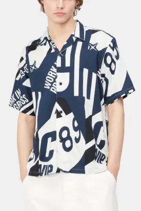 Carhartt WIP Short Sleeve Marina Shirt (Marina Print/Atom Blue)