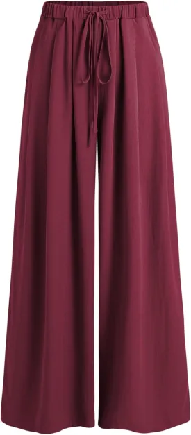 CIDER Palazzo Pants for Women Wide Leg Drawsting Elastic High Waisted Comfy Casual Flowy Pants with Pockets