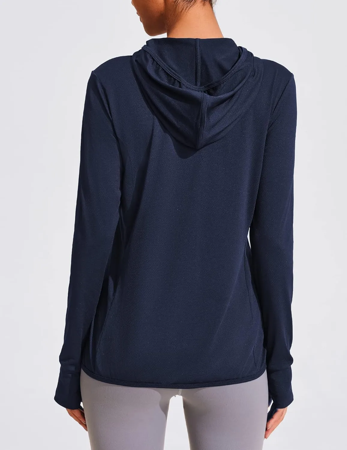 COOrun Women's UPF 50 Sun Protection Hoodie Jackets Full Zip Long Sleeve Active Shirts Outdoor Hiking Running