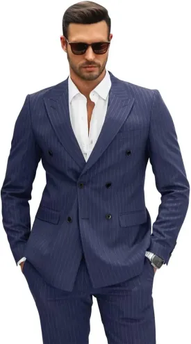 Double Breasted Pinstripe Suit Mens Suit Classic Fit 2 Piece Striped Suits Men Pinstripe Pants Halloween Costume