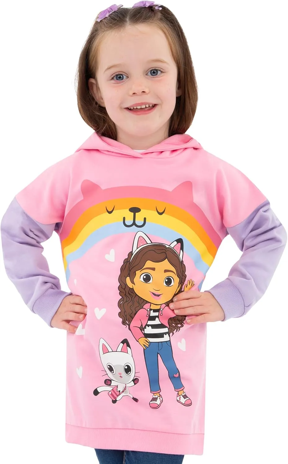 DreamWorks Gabbys Dollhouse Girls Hoodie | Pandy Paws Long Hoodie | Gabbys Dollhouse Clothes | Pink 7
