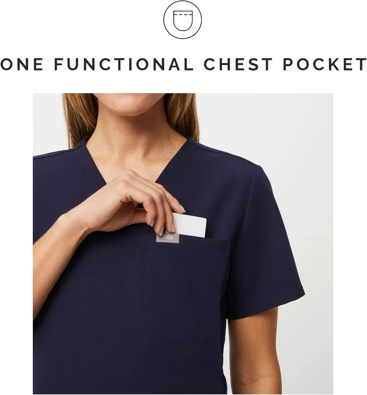 FIGS Octavia Maternity Scrub Top for Women  V-Neck, One Pocket, Curved High-Low Hem, 4-Way Stretch Women's Scrub Top