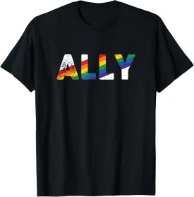 Gay Pride Colors LGBTQ Ally Shirt - Rainbow Gay Ally Shirt T-Shirt