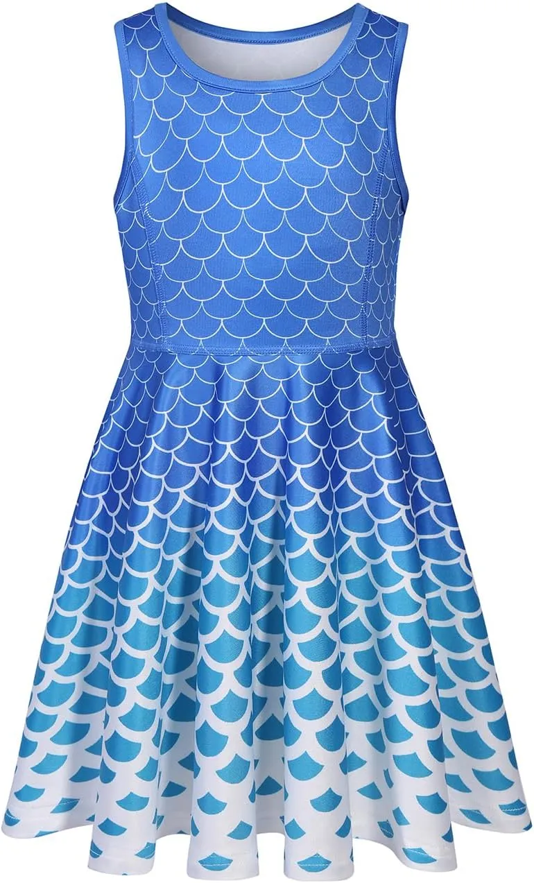 Girls Dress Sleeveless Long Sleeve Kids Toddler Little Big Girl Unicorn Mermaid Casual Dresses