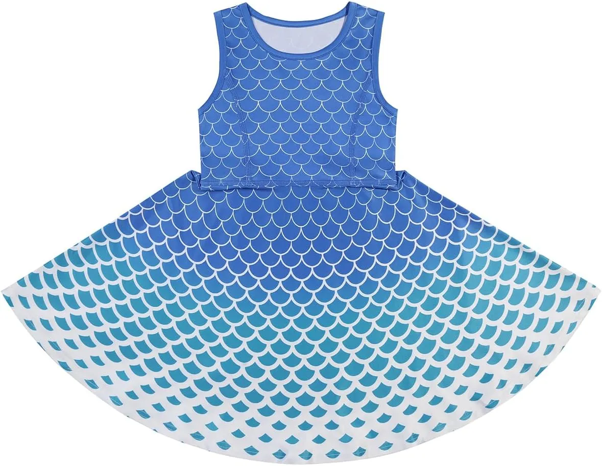 Girls Dress Sleeveless Long Sleeve Kids Toddler Little Big Girl Unicorn Mermaid Casual Dresses