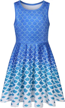 Girls Dress Sleeveless Long Sleeve Kids Toddler Little Big Girl Unicorn Mermaid Casual Dresses