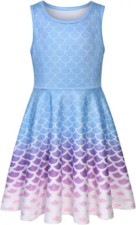 Girls Dress Sleeveless Long Sleeve Kids Toddler Little Big Girl Unicorn Mermaid Casual Dresses