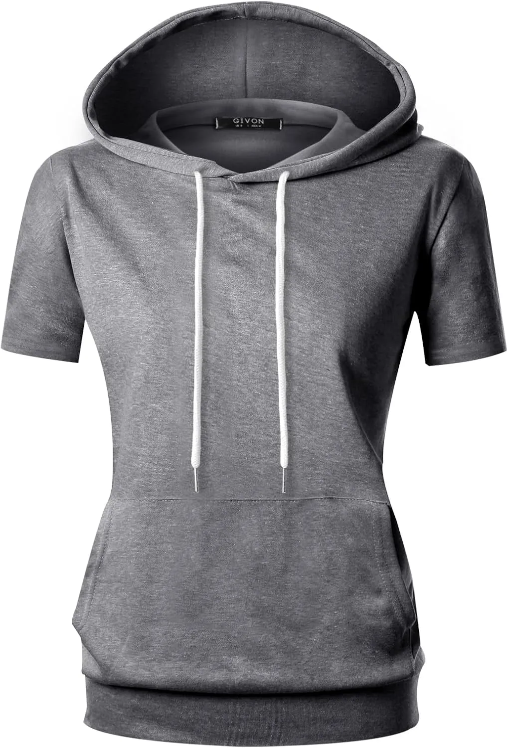 GIVON Women's Comfortable Short Sleeve Hoodie Pullover Hooded Sweatshirt with Kangaroo Pocket