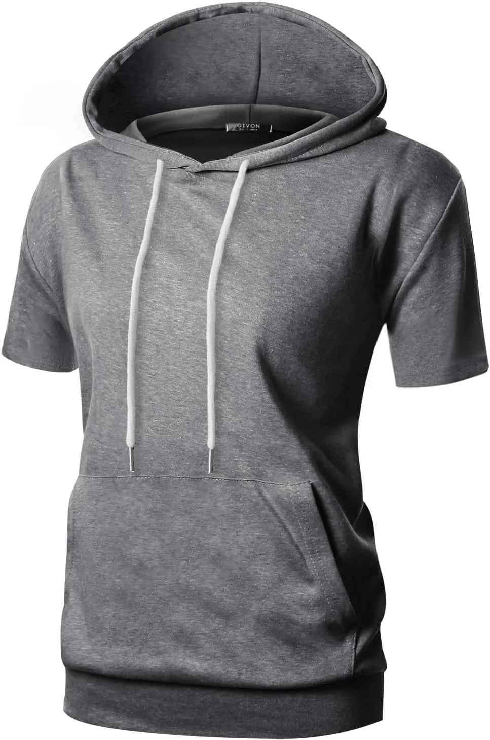 GIVON Women's Comfortable Short Sleeve Hoodie Pullover Hooded Sweatshirt with Kangaroo Pocket