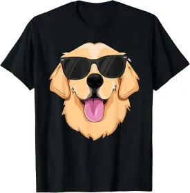 Golden Retriever T-Shirt for Kids Boys Girls Sunglasses Pet T-Shirt