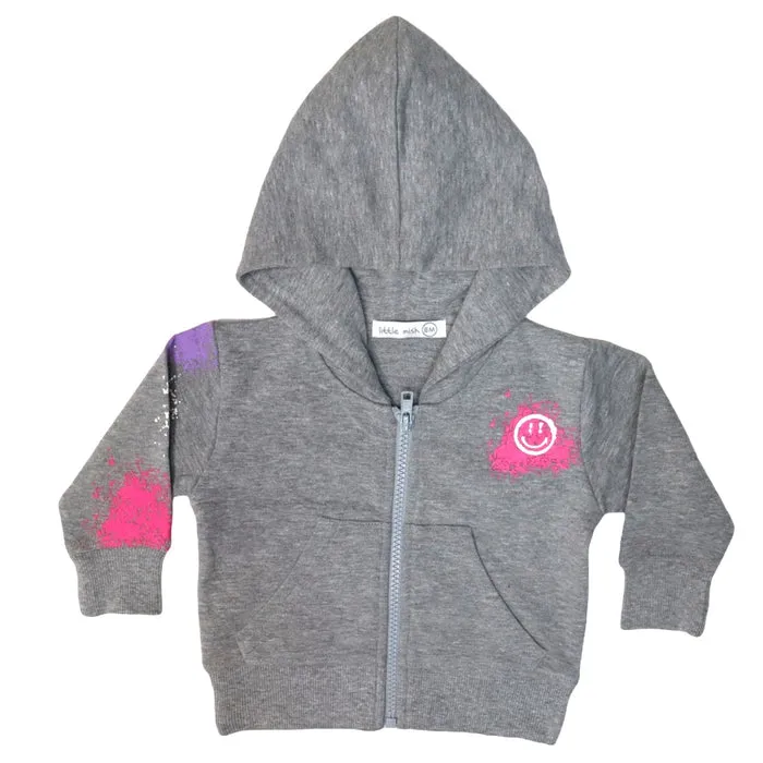 Happy Graffiti Hoodie- Heather