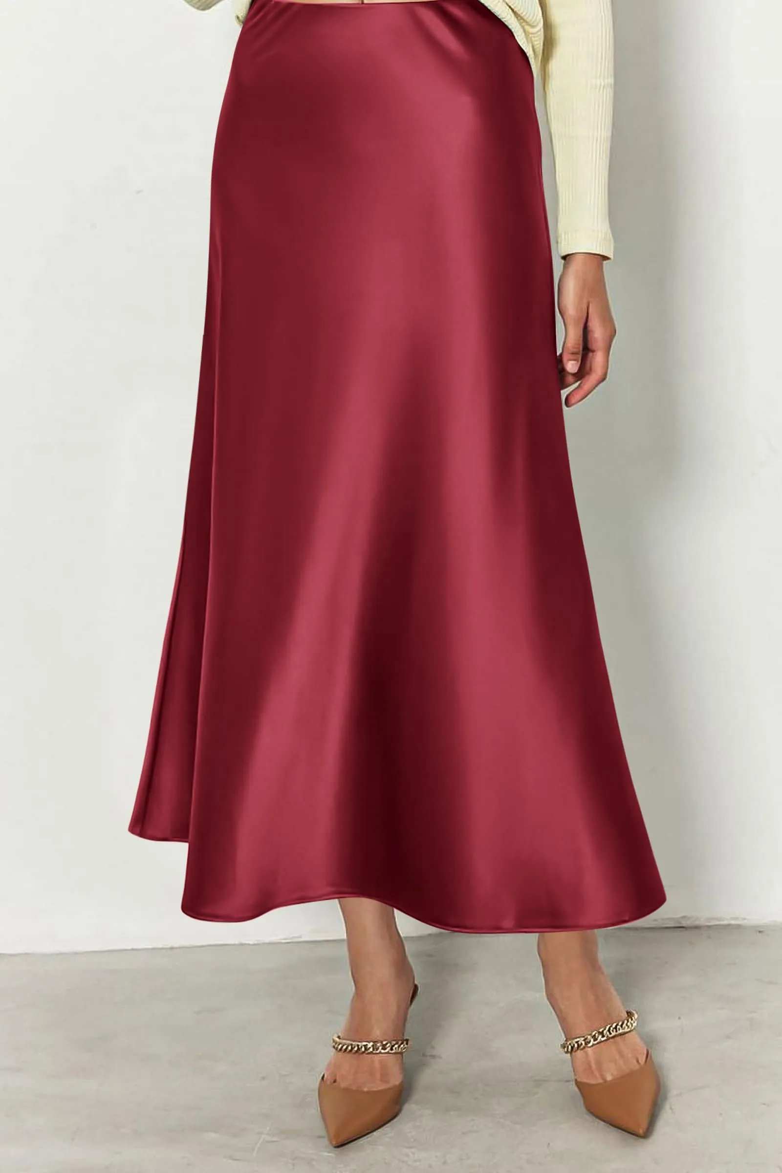 High Waisted A Line Flowy Ruffle Elegant Party Skirt