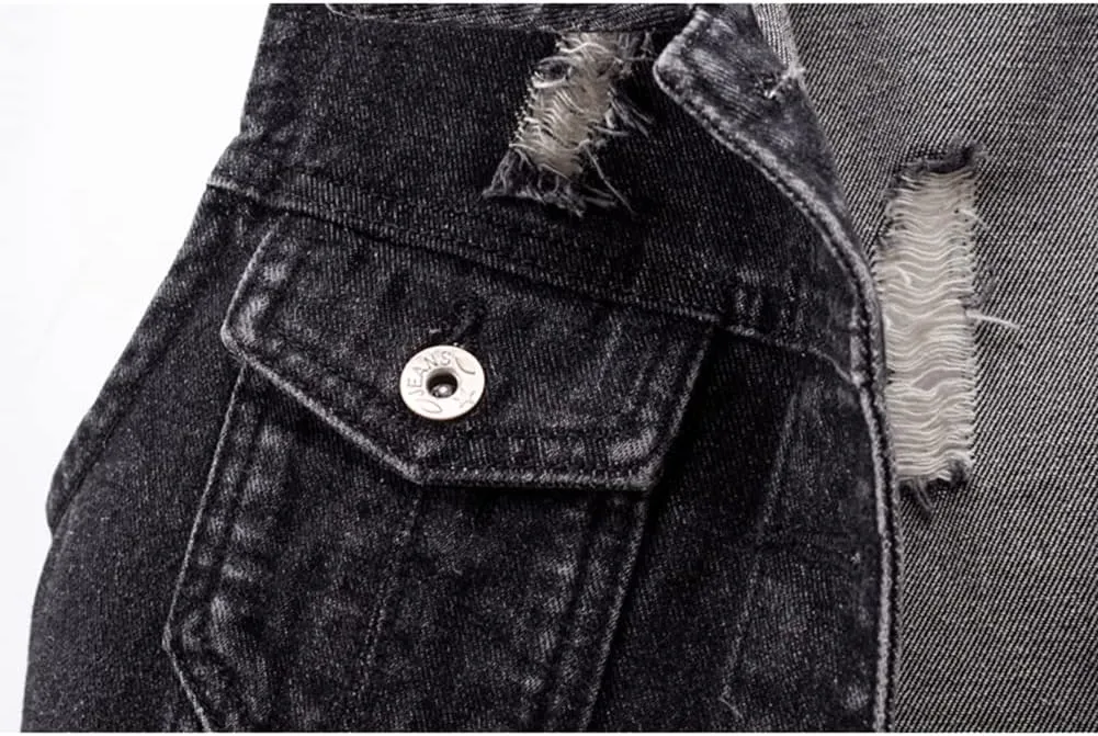 Kedera Womens Denim Jean Vest Classic Junior Button Up Cropped Distressed Sleeveless Jean Jacket