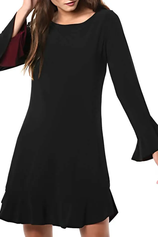 Laundry Boat Neck Circular Sleeve Flutter Reversible Two Color ITY Dress