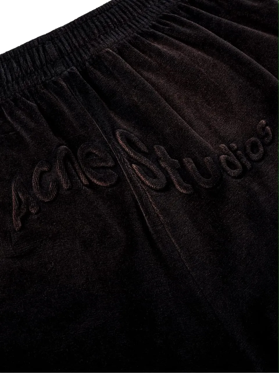 LOGO-EMBOSSED HIGH-WAISTED VELVET TROUSERS