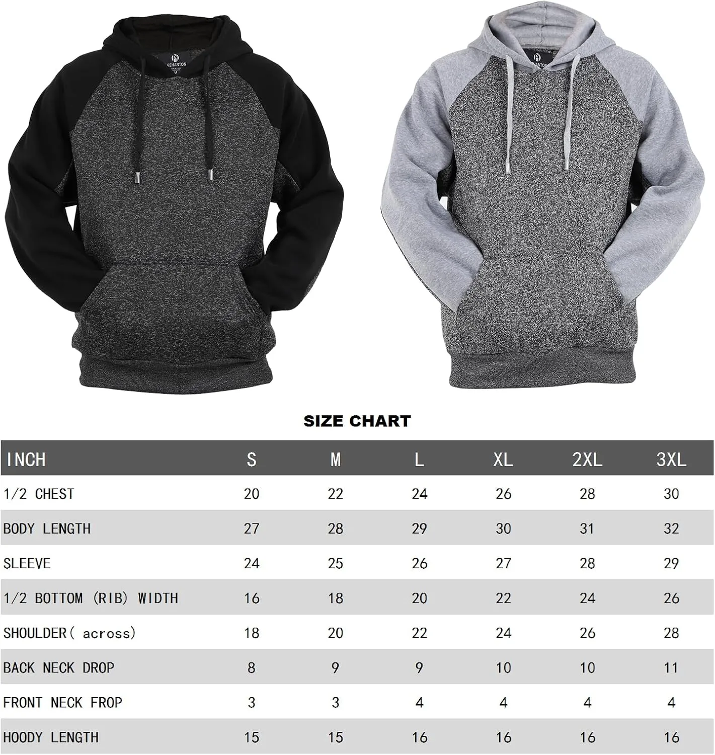 Men's Color Block Hoodie Soft Fleece Sweatshirt with Front Side Pockets