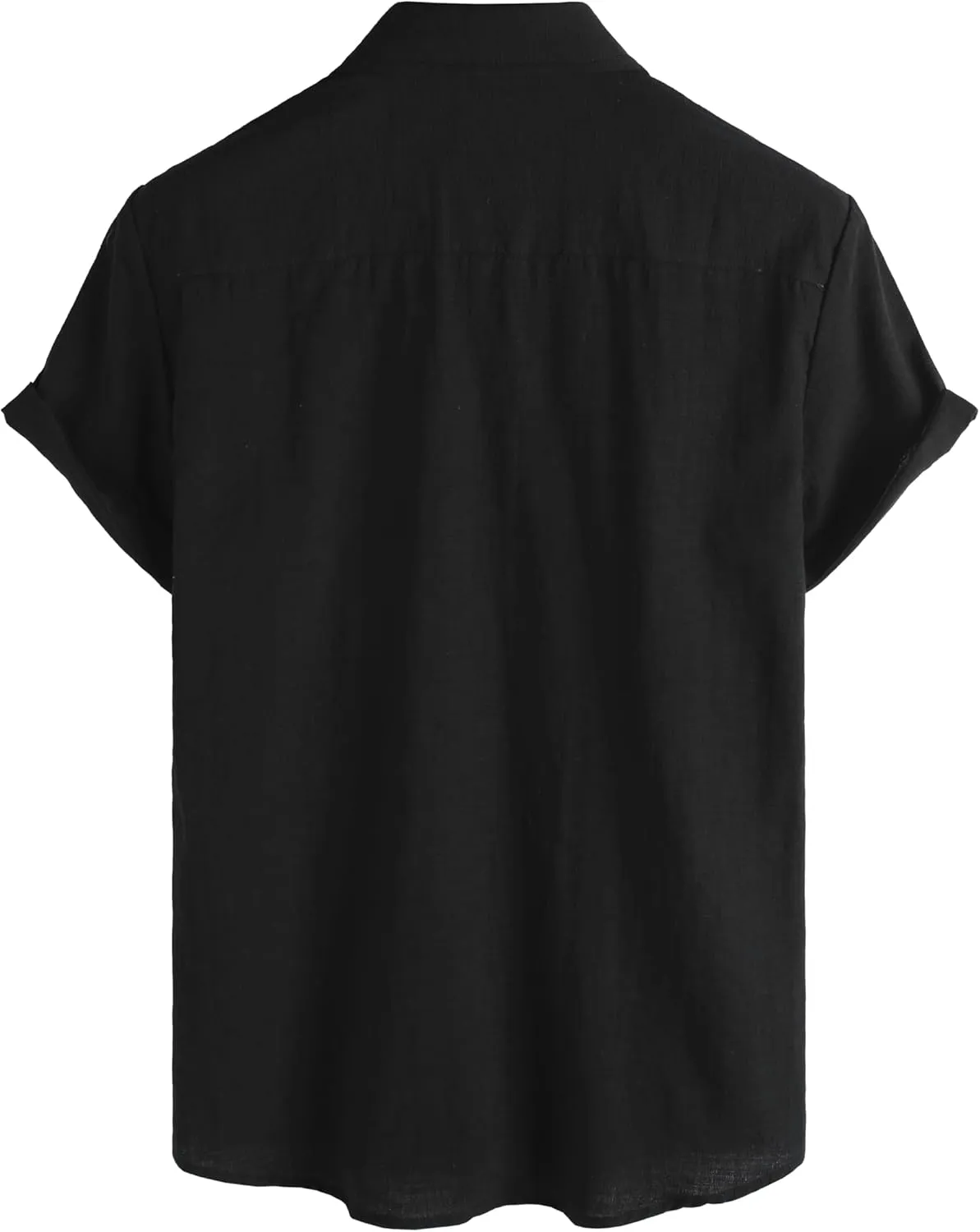 Mens Cotton Linen Shirts Casual Button Down Short Sleeve Shirt Vacation Beach Summer Hawaiian Shirt with Pocket