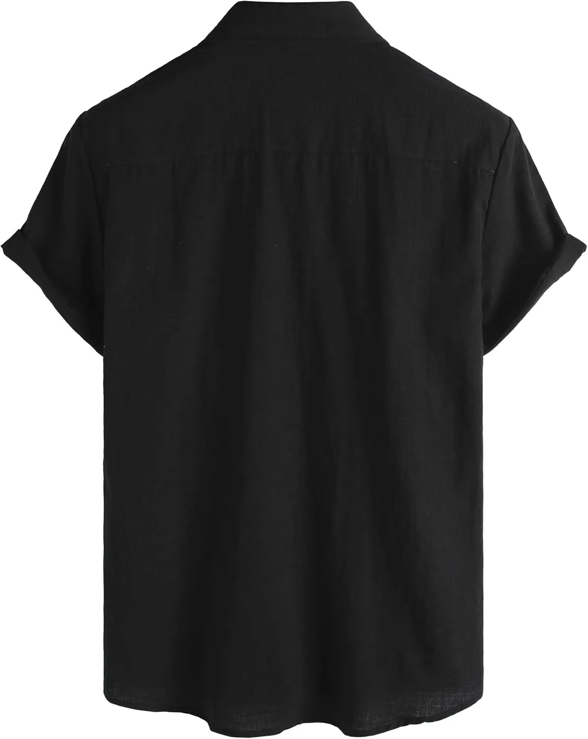 Mens Cotton Linen Shirts Casual Button Down Short Sleeve Shirt Vacation Beach Summer Hawaiian Shirt with Pocket