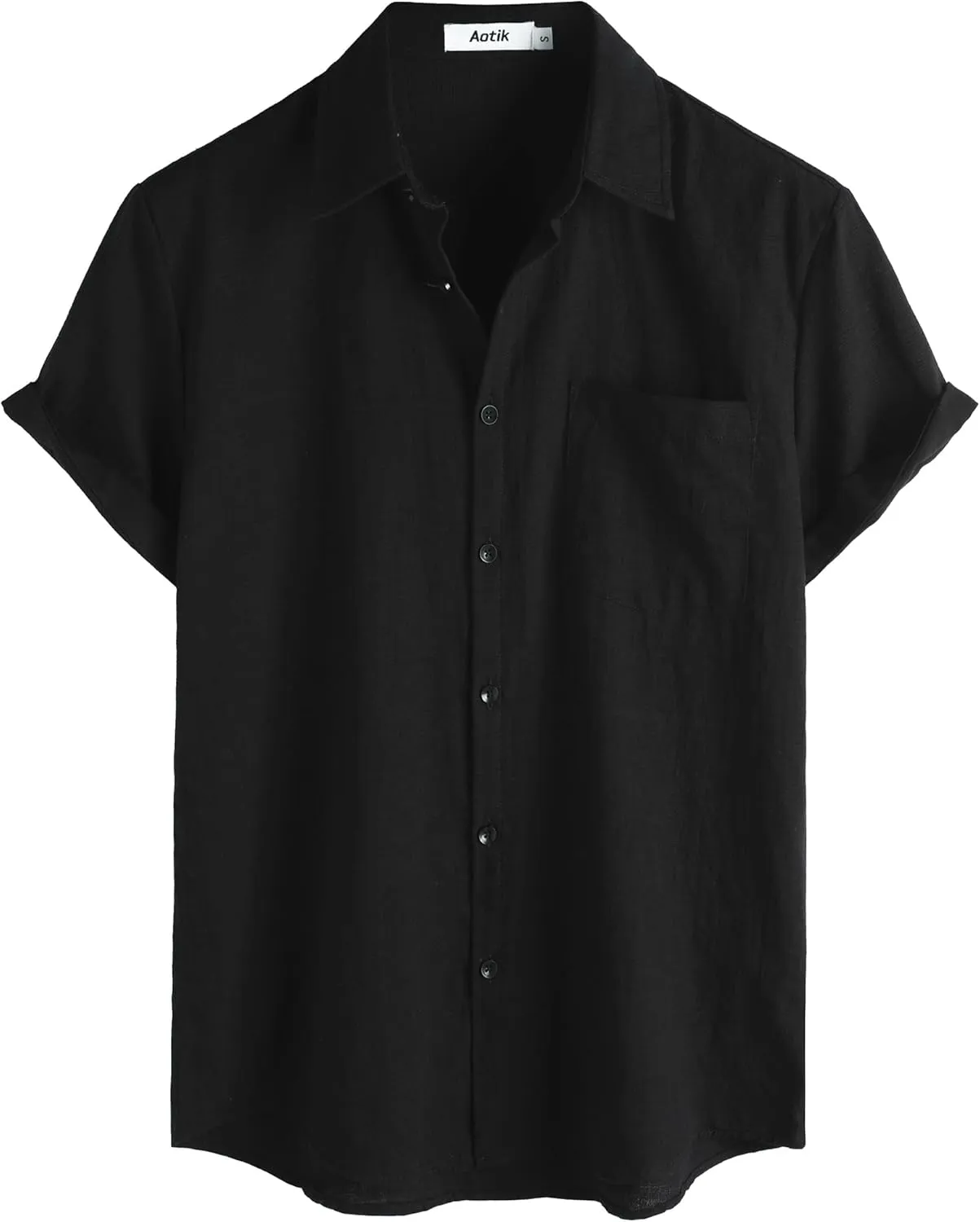 Mens Cotton Linen Shirts Casual Button Down Short Sleeve Shirt Vacation Beach Summer Hawaiian Shirt with Pocket