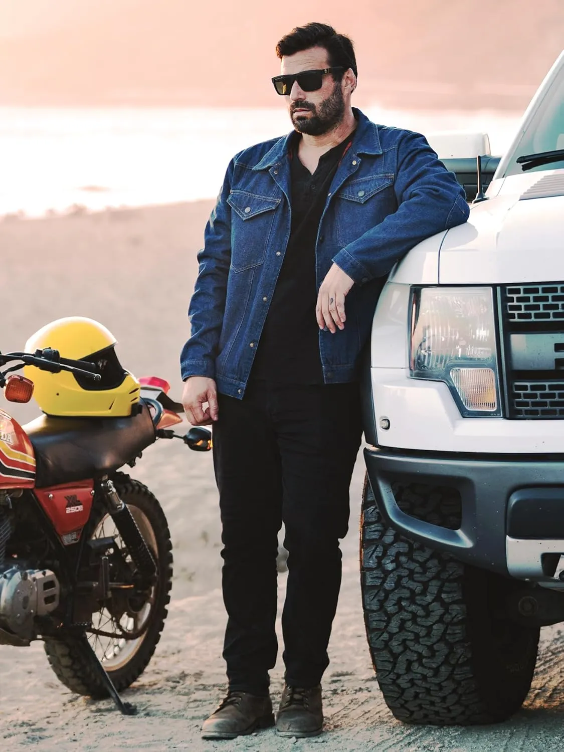 Men's Denim Jacket Lined Flannel Plaid Vintage Cowboy Cut Western Classic Trucker Motorcycle Snap Fall Long Sleeves