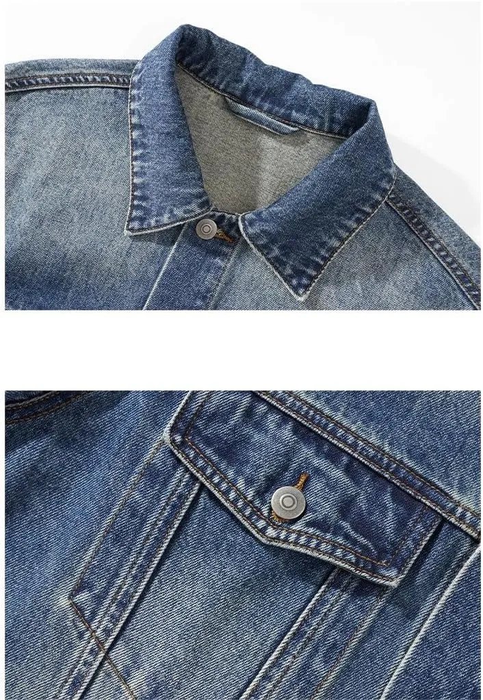 Men's Denim Jacket Spring Autumn American Workwear Coat for Men