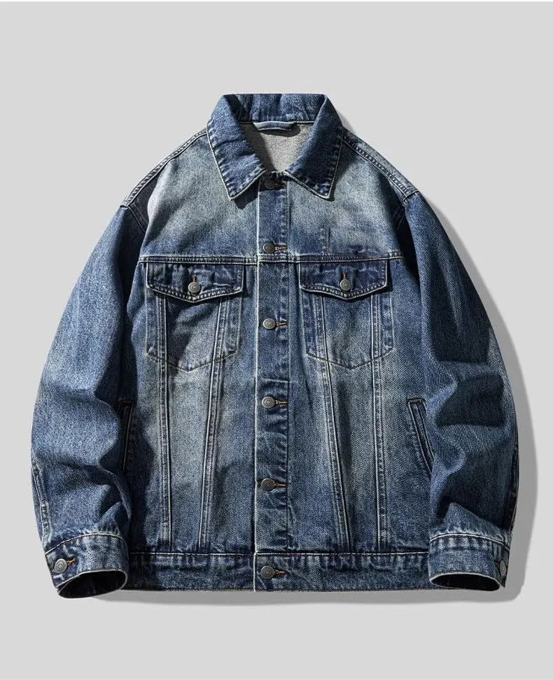 Men's Denim Jacket Spring Autumn American Workwear Coat for Men