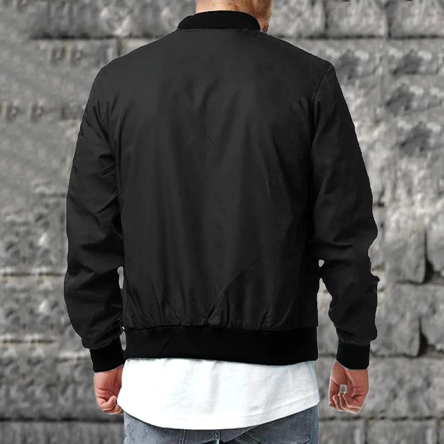 Men's Jackets Windproof Bomber Jacket Full Zip Winter Warm Padded Coats Light Weight Bomber Jacket with Pockets