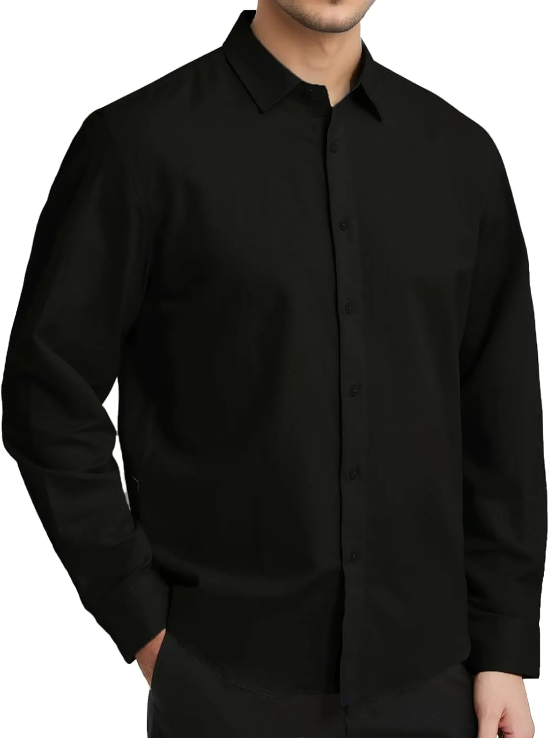 Men's Long Sleeve Button Down Cotton Linen Shirt Casual Lightweight Beach Shirt