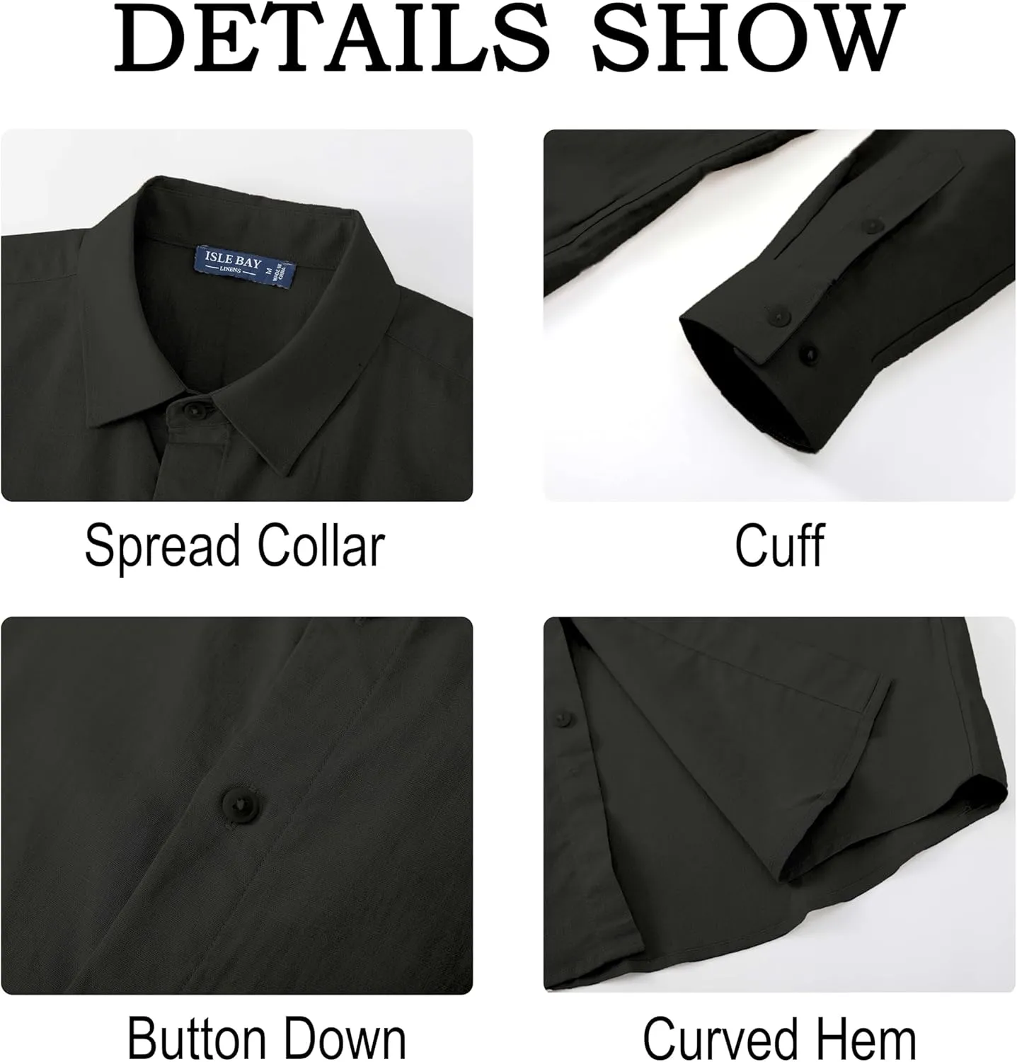 Men's Long Sleeve Button Down Cotton Linen Shirt Casual Lightweight Beach Shirt