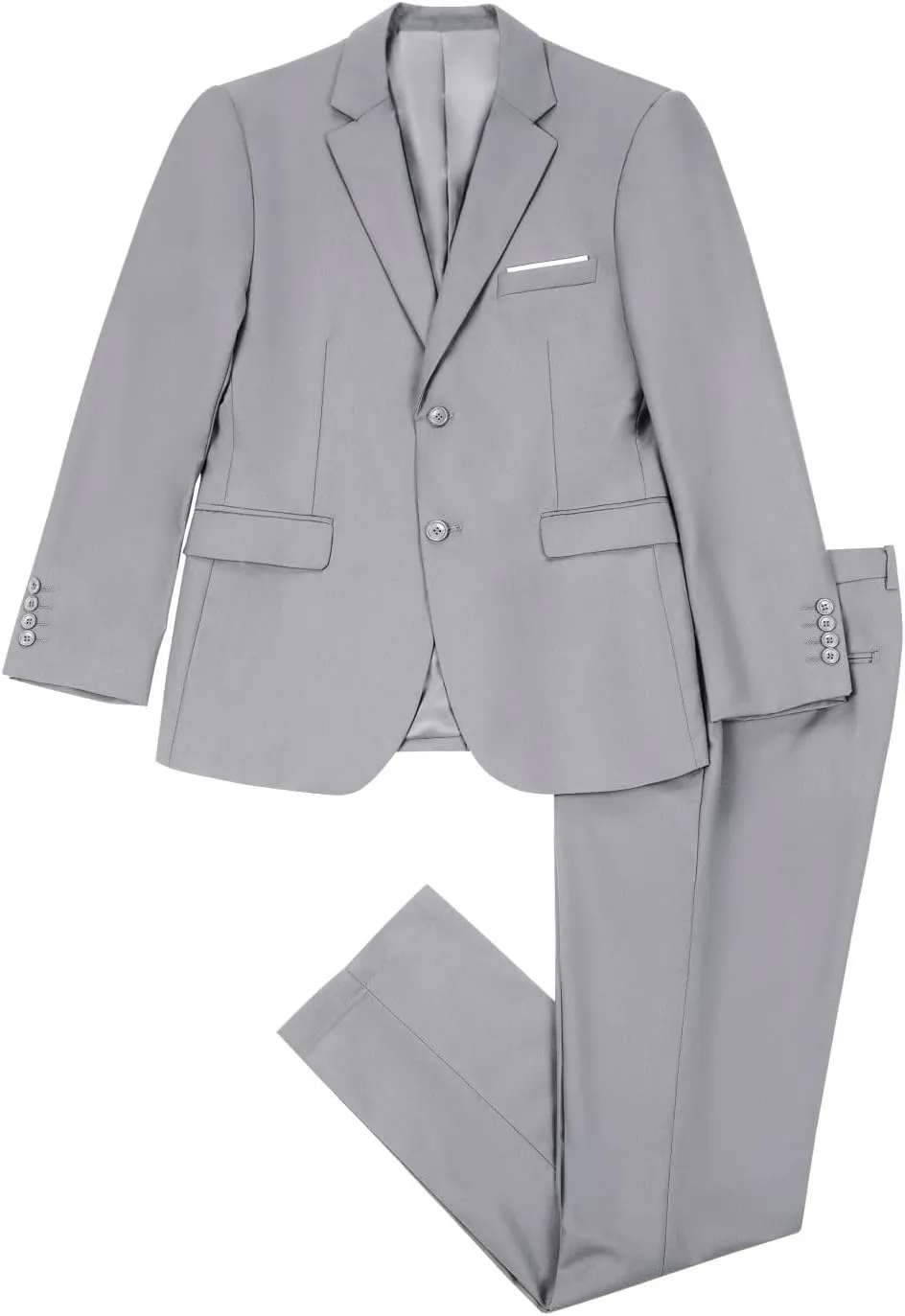 Men's Slim Fit 2 Piece Suit, Two Button Solid Suit Jacket Pants Set, Wedding Prom Suit