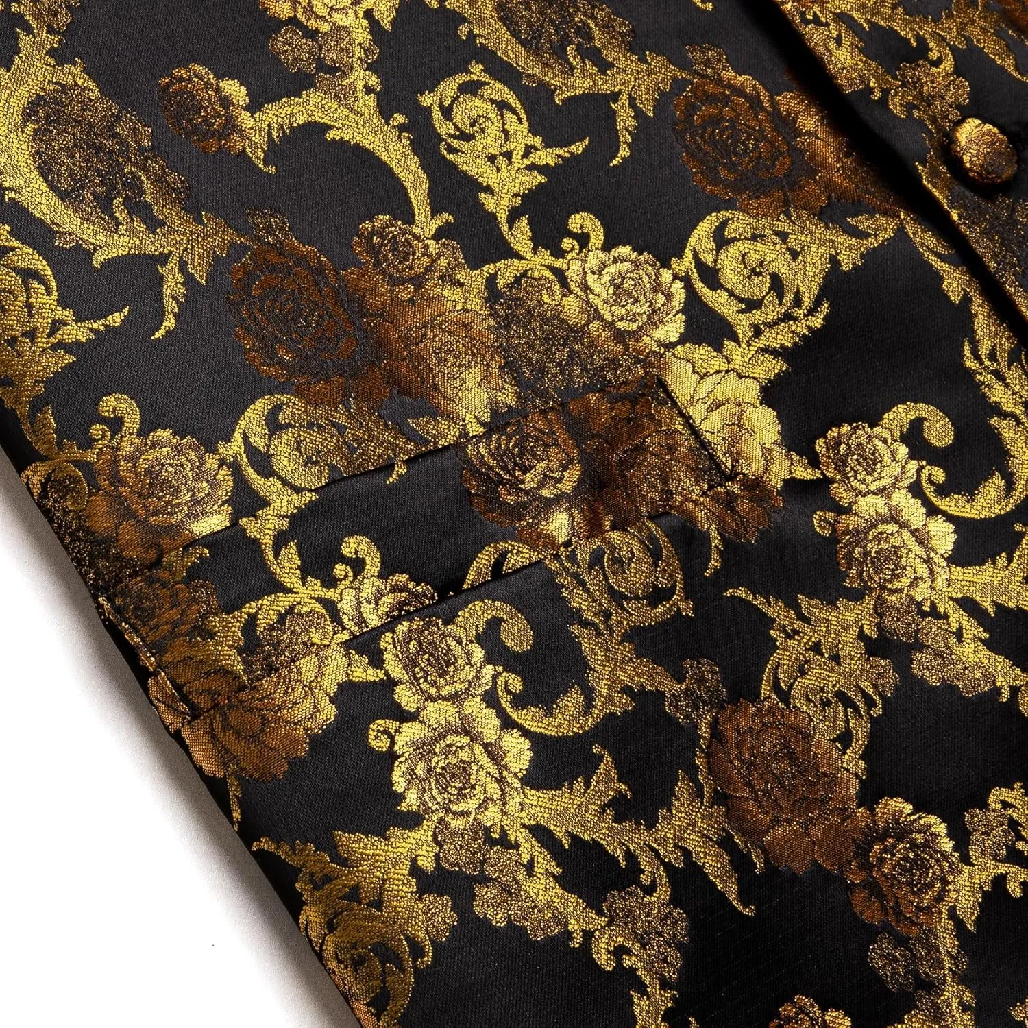 Mens Suit Vest 4PC Silk Paisley Vest with Necktie Pocket Square Cufflinks Formal Woven Waistcoat for Suit Tuxedo