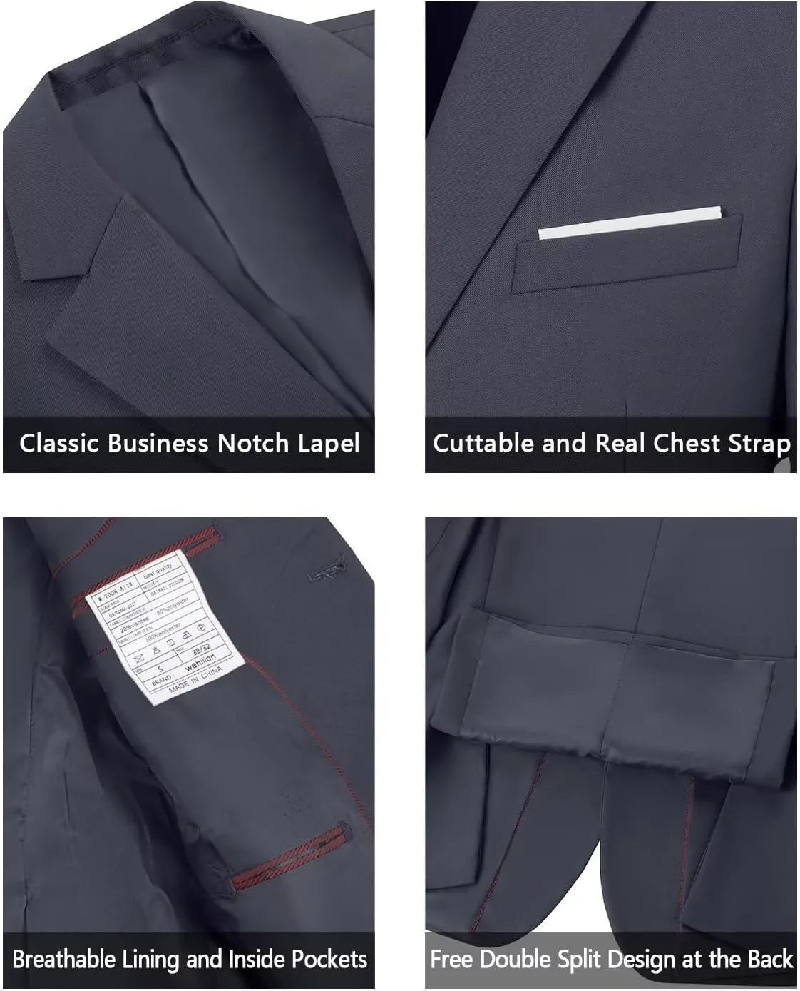 Mens Suits Slim Fit 2 Piece, Solid Blazer Pants Business Suit Set Prom Tuxedo Wedding Suit Jacket Pants Set