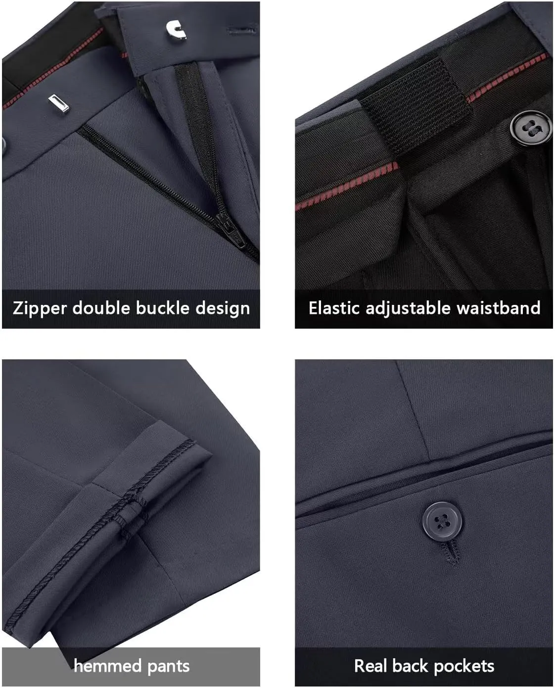 Mens Suits Slim Fit 2 Piece, Solid Blazer Pants Business Suit Set Prom Tuxedo Wedding Suit Jacket Pants Set