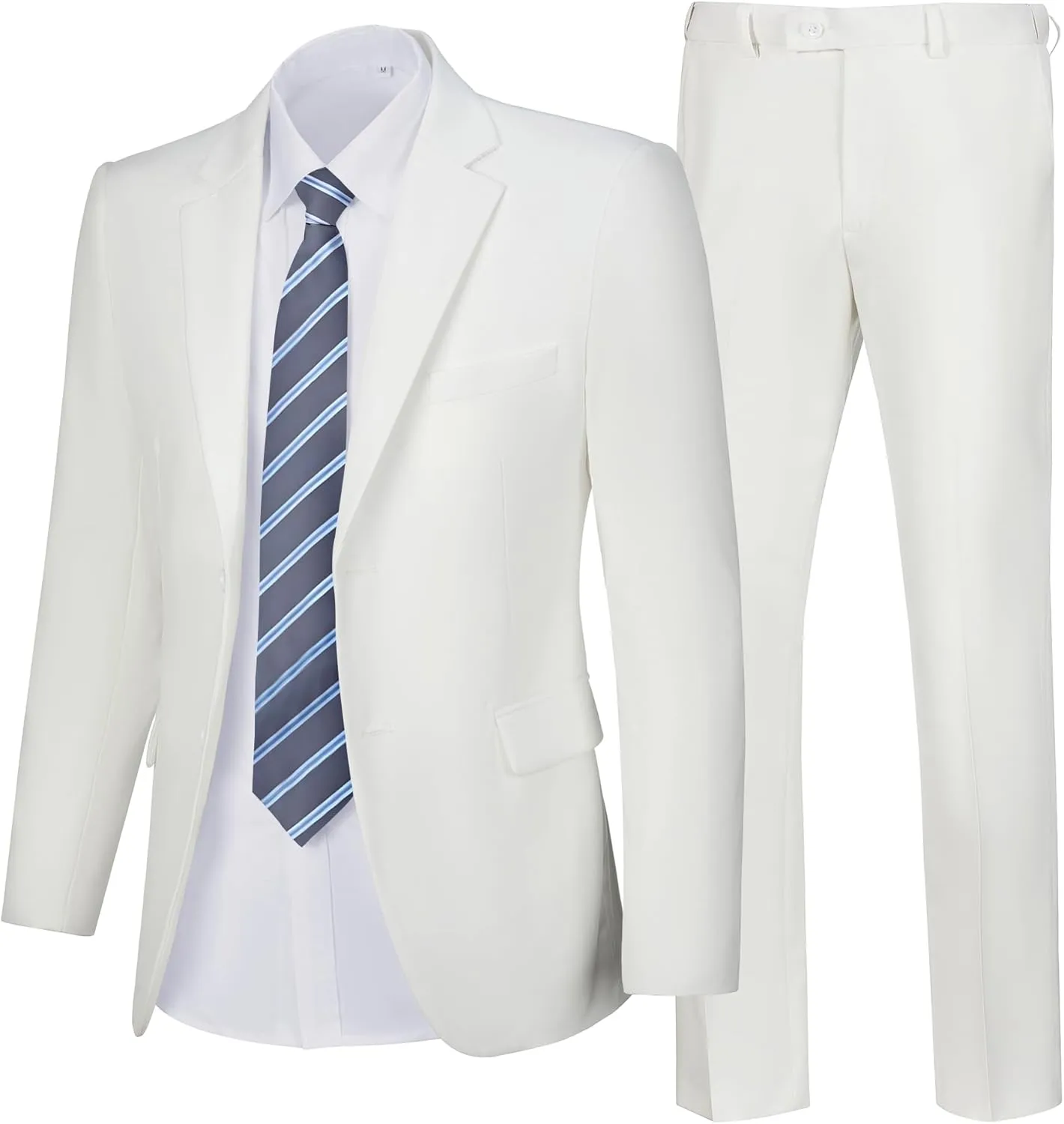 Mens Suits Slim Fit 2 Piece, Solid Blazer Pants Business Suit Set Prom Tuxedo Wedding Suit Jacket Pants Set