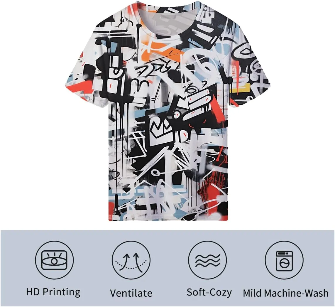 Mens Womens Hipster Hip-Hop Urban Tees Street Graffiti Print T-Shirt