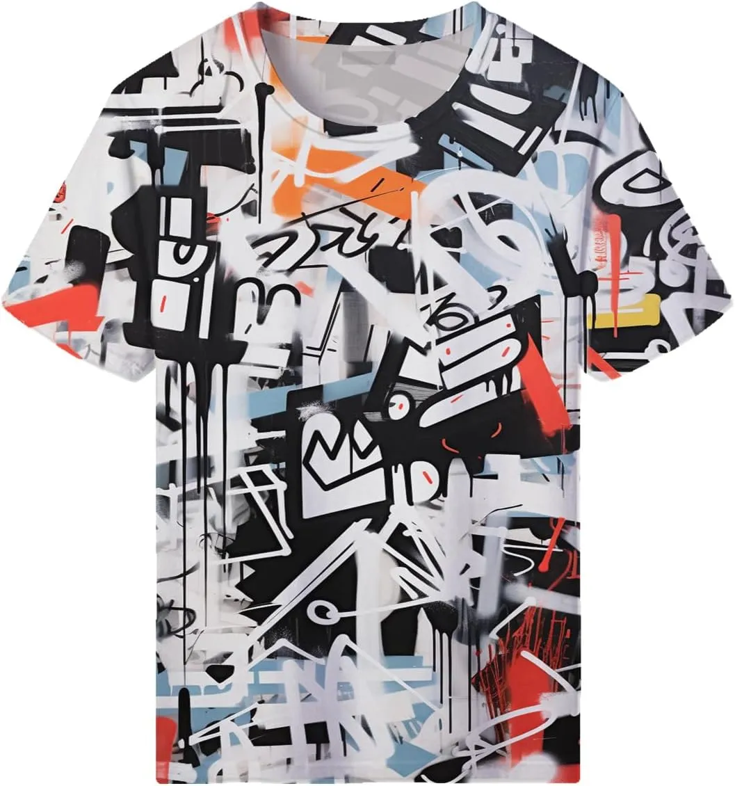 Mens Womens Hipster Hip-Hop Urban Tees Street Graffiti Print T-Shirt