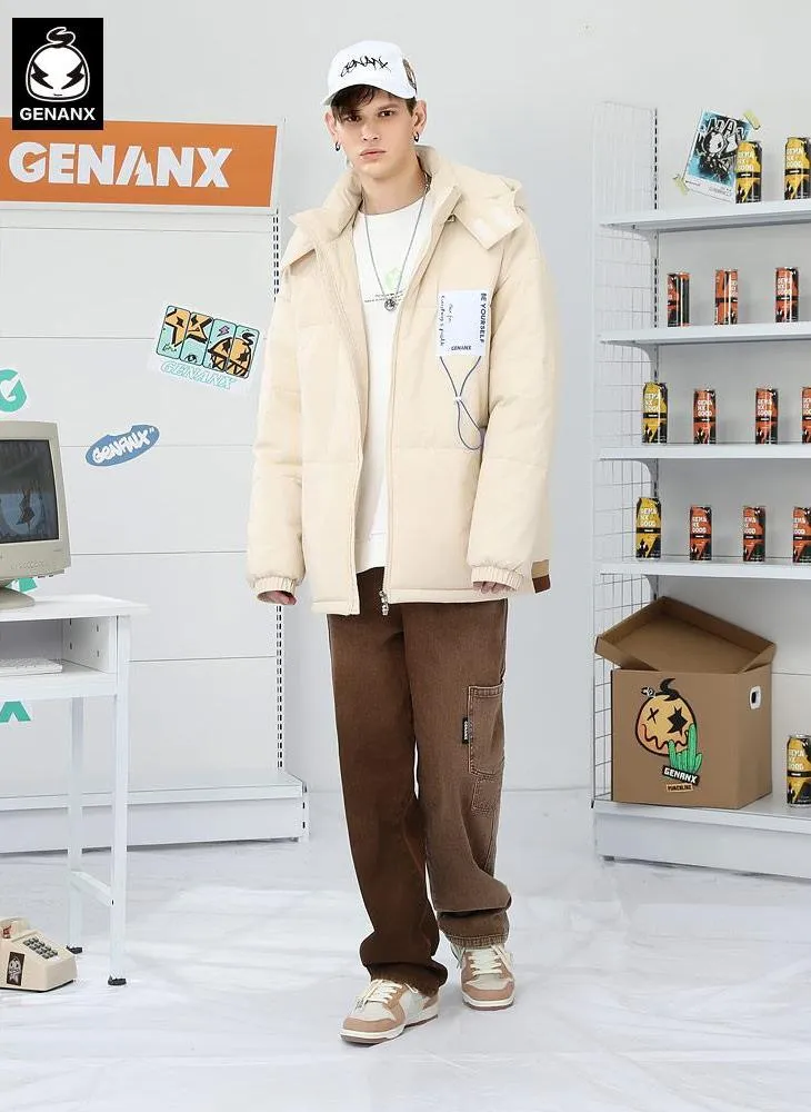 Minimalist Plain Patchwork Padded Coat